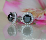 Edle schwarze Diamanten Solitär Ohrstecker mit Brillanten #2