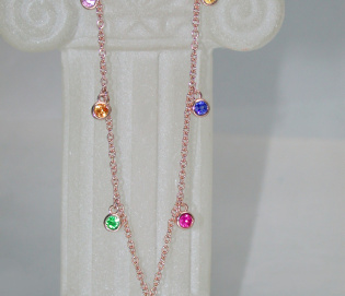 Zarte Multicolor Saphir Kette in Roségold Zarte Multicolor Saphir Kette in Roségold