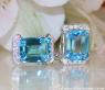 Attraktive Blautopas Ohrstecker mit Diamanten #6