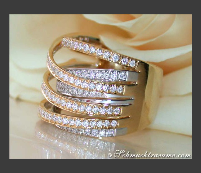 Mehrreihiger Diamanten Ring in Bicolor-Fertigung #1