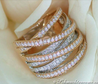 Mehrreihiger Diamanten Ring in Bicolor-Fertigung Mehrreihiger Diamanten Ring in Bicolor-Fertigung
