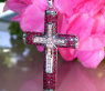Grandioser Kreuz in Kreuz Anhänger mit Rubinen #7