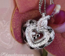 Extravaganter Herz Anhänger mit schwarzen Diamanten hinter Glas #2