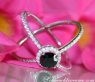 Überkreuzter schwarzer Diamant Solitär Ring #10