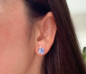 Zarte Blautopas Baguette Ohrstecker mit Diamanten #3