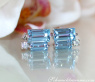Zarte Blautopas Baguette Ohrstecker mit Diamanten #4