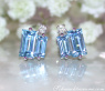 Zarte Blautopas Baguette Ohrstecker mit Diamanten #2
