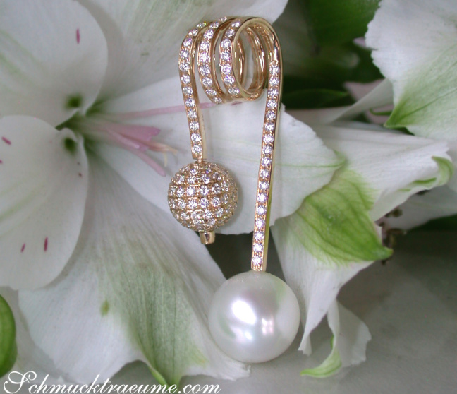 Herrlicher Südseeperle Anhänger mit Brillanten Pavé Kugel #1 Herrlicher Südseeperle Anhänger mit Brillanten Pavé Kugel #1