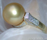 Edler goldene Südseeperle Ring mit Brillanten Kragen #3