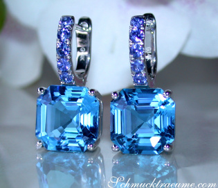 Select Blue Topaz Earrings with Sapphires Select Blue Topaz Earrings with Sapphires