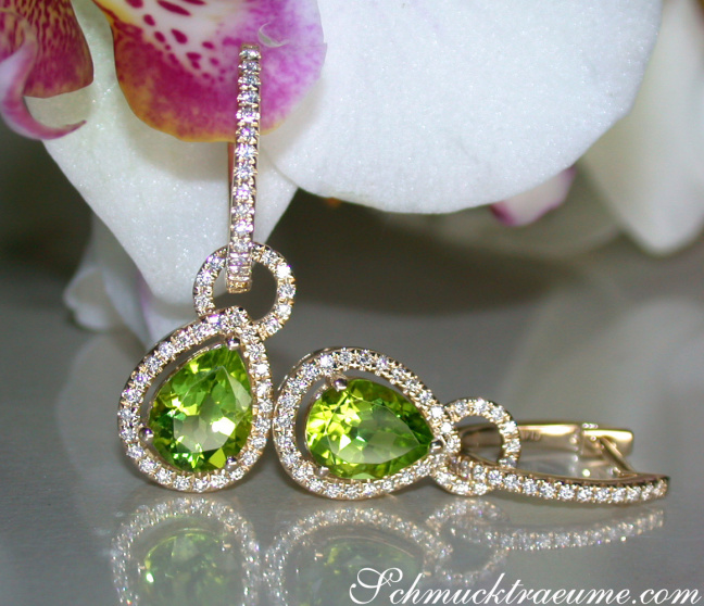 Wandelbare Peridot Ohrstecker mit Diamanten #1 Wandelbare Peridot Ohrstecker mit Diamanten #1