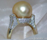 Edler goldene Südseeperle Ring mit Brillanten Kragen #4