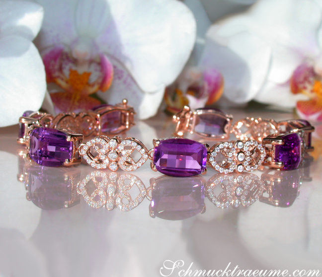 Prächtiges Amethyst Armband mit Diamanten im Art Déco Stil #1 Prächtiges Amethyst Armband mit Diamanten im Art Déco Stil #1