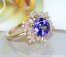 Zarter Tansanit Ring mit Diamanten im Schneeflocken Design #4
