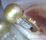 Edler goldene Südseeperle Ring mit Brillanten Kragen #5