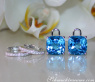 Wende Ohrringe "Kissen" mit Blautopas und Diamanten #6