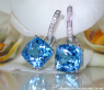 Wende Ohrringe "Kissen" mit Blautopas und Diamanten #11