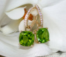 Wende Ohrringe "Kissen" mit Peridot und Diamanten #10