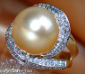 Stattlicher goldene Südseeperle Ring mit Brillanten #2