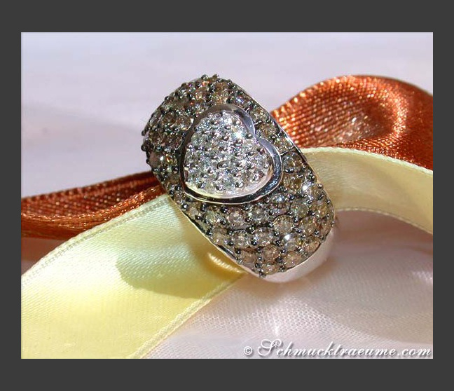 Feiner Herz Ring mit naturbraunen Diamanten #1 Feiner Herz Ring mit naturbraunen Diamanten #1
