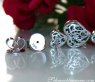 Exzellente Doppel Herz Ohrstecker mit schwarzen und weißen Diamanten #9