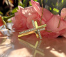 Ausgefallener Brillanten Kreuz Anhänger „Duett“ in Gelbgold 750 #5
