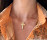 Ausgefallener Brillanten Kreuz Anhänger „Duett“ in Gelbgold 750 #3