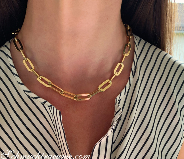 Gold Pur: Extra stattliche Paperclip Halskette / Collier in Gelbgold 585 #1 Gold Pur: Extra stattliche Paperclip Halskette / Collier in Gelbgold 585 #1