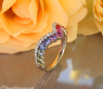 Raffinierter Regenbogen Saphir Ring mit Brillanten #6