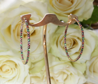 Delicate Hoops with Brown Diamonds, Orange Sapphires & Tsavorites Delicate Hoops with Brown Diamonds, Orange Sapphires & Tsavorites