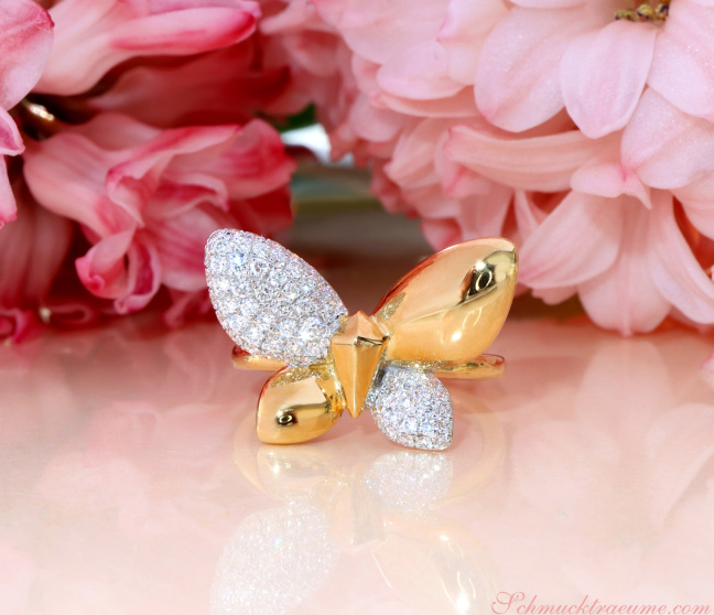 Brillanten Schmetterling Ring „Golden Butterfly“ #1 Brillanten Schmetterling Ring „Golden Butterfly“ #1