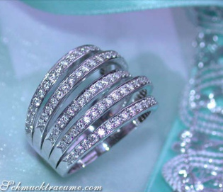 Mehrreihiger Brillanten Ring in Weißgold 750