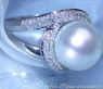 Stattlicher Südseeperle Ring mit Brillanten in Weißgold #2