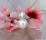 Exquisiter Süßwasserperle Anhänger mit Baguette Diamanten #9
