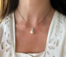 Exquisiter Süßwasserperle Anhänger mit Baguette Diamanten #2