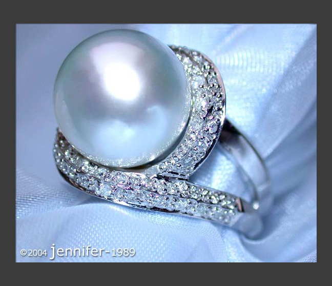 Stattlicher Südseeperle Ring mit Brillanten in Weißgold #1