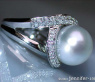 Stattlicher Südseeperle Ring mit Brillanten in Weißgold #3