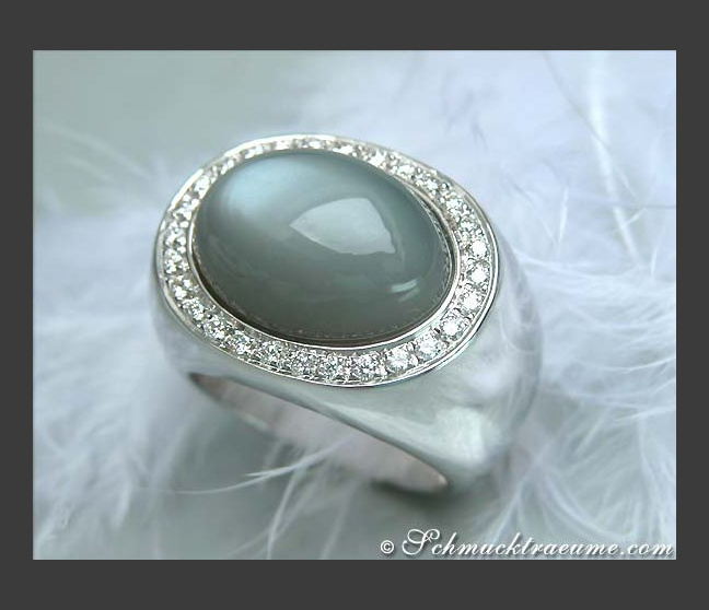 Schwerer Mondstein Ring mit Brillanten #1 Schwerer Mondstein Ring mit Brillanten #1