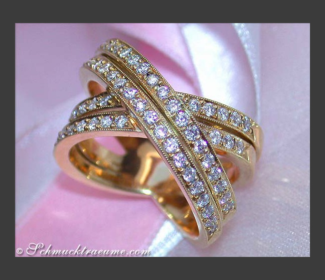 Überkreuzter Diamanten Ring in Gelbgold 750 #1