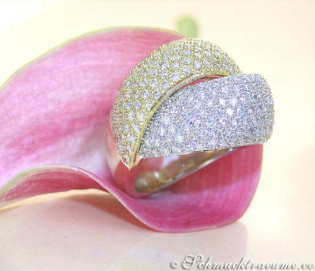 Auffallender Brillanten Ring in Gelbgold und Weißgold