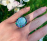 Sensationeller Milky Aquamarin Ring mit Saphiren und Smaragden #2