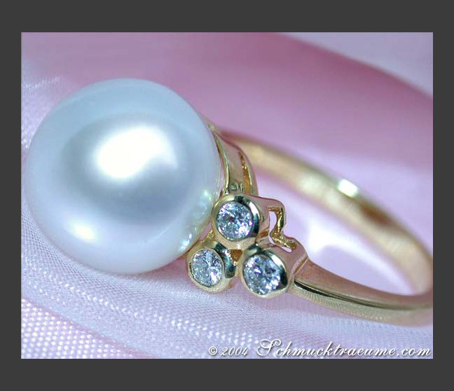 Zeitloser Südseeperle Ring mit Brillanten in Gelbgold 585 #1
