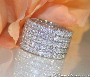Extra Wide Five Row Diamond Eternity Ring
