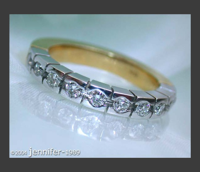 Schwerer Diamanten Memory Ring in Weiß- & Gelbgold 750 #1 Schwerer Diamanten Memory Ring in Weiß- & Gelbgold 750 #1