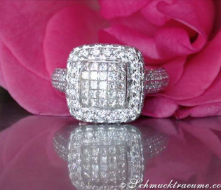 Zeitloser Carré Ring mit Diamanten (Princess & Brillant) Zeitloser Carré Ring mit Diamanten (Princess & Brillant)