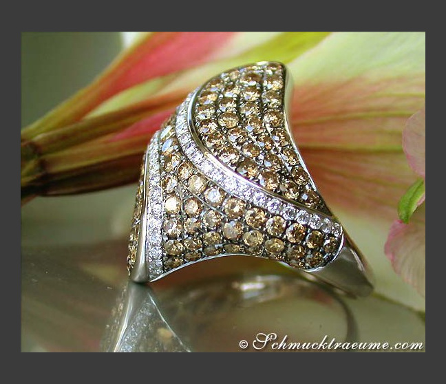 Erstklassiger Ring mit naturbraunen & weißen Brillanten #1 Erstklassiger Ring mit naturbraunen & weißen Brillanten #1