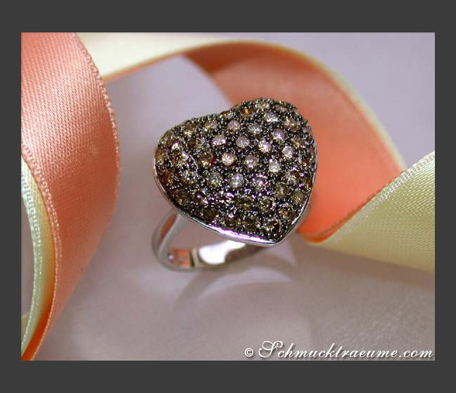 Attraktiver Herzring mit braunen Brillanten #1 Attraktiver Herzring mit braunen Brillanten #1