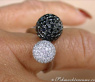 Pavé Kugel Ring mit schwarzen Diamanten & weißen Brillanten #4