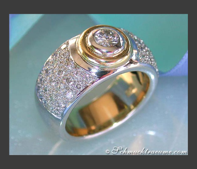 Stattlicher Brillant Solitär Ring in Weißgold und Gelbgold #1 Stattlicher Brillant Solitär Ring in Weißgold und Gelbgold #1