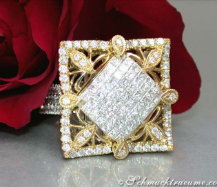 Erstklassiger Brillanten Ring mit Princess Diamanten